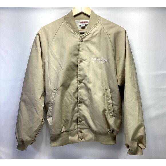 Vintage Hartwell Men's Canvas Beige‎ Bomber Jacket Made In USA Size Medium 38-40 - Picture 1 of 9